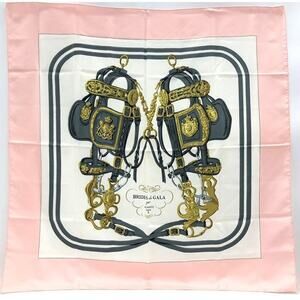 Hermes Pink and Gold Brides de Gala Silk Scarf with Box